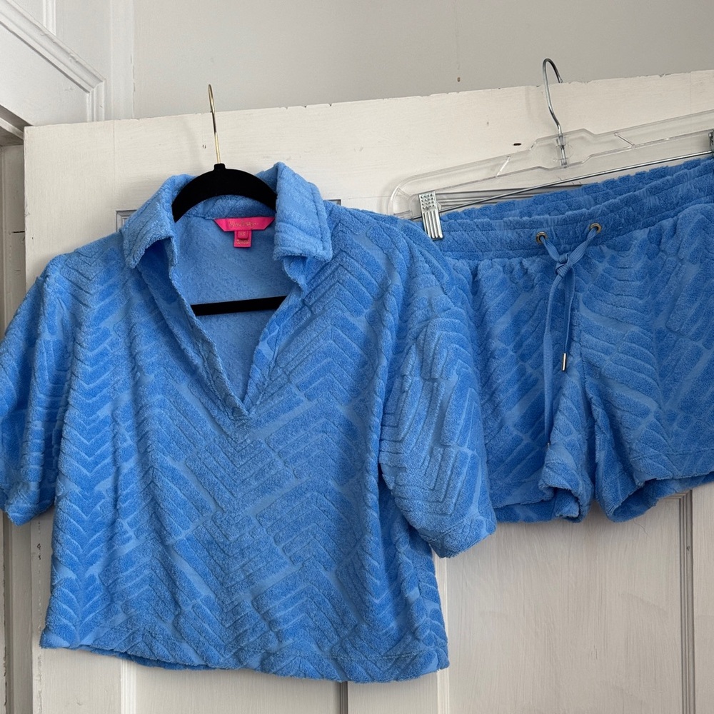 Lilly Pulitzer Blue Terry Short Set